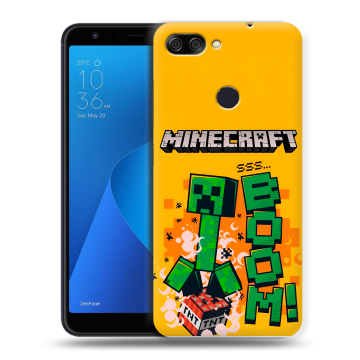 Пластиковый чехол на ASUS ZenFone Max Plus M1 с принтом Майнкрафт Minecraft
