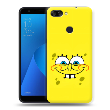 Пластиковый чехол на ASUS ZenFone Max Plus M1 с принтом спанчбоб спанч боб