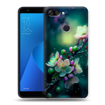 Пластиковый чехол на ASUS ZenFone Max Plus M1 с принтом Цветы и мрамор