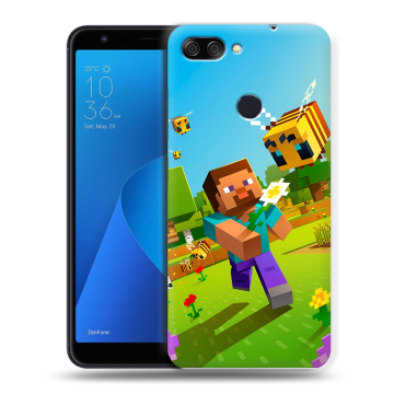 Пластиковый чехол на ASUS ZenFone Max Plus M1 с принтом Майнкрафт Minecraft