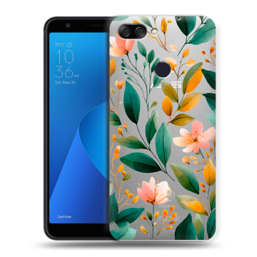 Пластиковый чехол на ASUS ZenFone Max Plus M1 с принтом Цветы паттерн