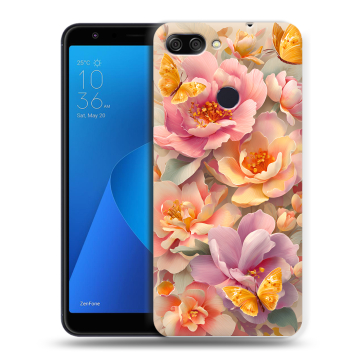 Пластиковый чехол на ASUS ZenFone Max Plus M1 с принтом Цветы и бабочки