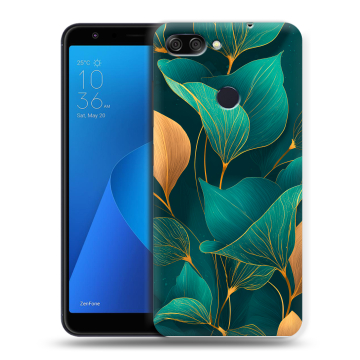 Пластиковый чехол на ASUS ZenFone Max Plus M1 с принтом Листья и золото