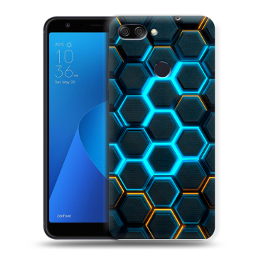 Пластиковый чехол на ASUS ZenFone Max Plus M1 с принтом Неоновые соты