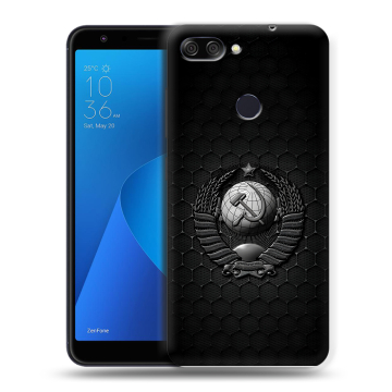 Пластиковый чехол на ASUS ZenFone Max Plus M1 с принтом Герб Флаг СССР