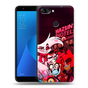 Пластиковый чехол на ASUS ZenFone Max Plus M1 с принтом Hazbin Hotel Отель Хазбин