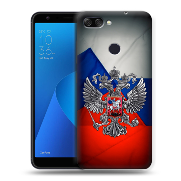 Пластиковый чехол на ASUS ZenFone Max Plus M1 с принтом Флаг России Пластиковый чехол на ASUS ZenFone Max Plus M1 с принтом Флаг России