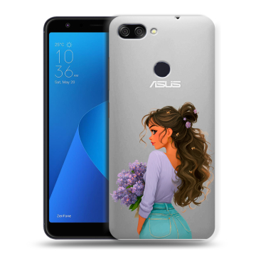 Пластиковый чехол на ASUS ZenFone Max Plus M1 с принтом девушка цветы Пластиковый чехол на ASUS ZenFone Max Plus M1 с принтом девушка цветы