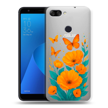 Пластиковый чехол на ASUS ZenFone Max Plus M1 с принтом цветы бабочки Пластиковый чехол на ASUS ZenFone Max Plus M1 с принтом цветы бабочки