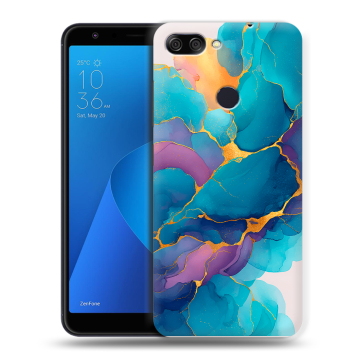 Пластиковый чехол на ASUS ZenFone Max Plus M1 с принтом Мрамор блестки Пластиковый чехол на ASUS ZenFone Max Plus M1 с принтом Мрамор блестки