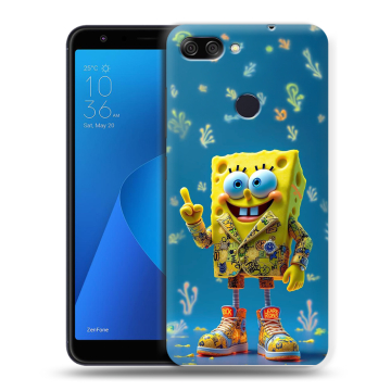 Пластиковый чехол на ASUS ZenFone Max Plus M1 с принтом Спанч боб Спанчбоб