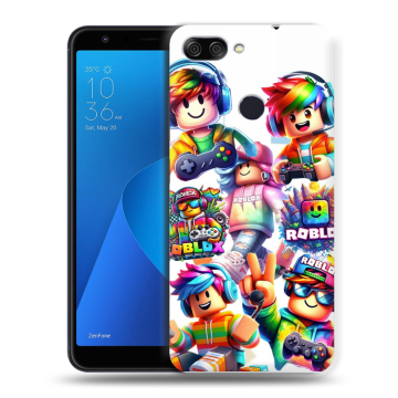Пластиковый чехол на ASUS ZenFone Max Plus M1 с принтом Roblox Роблокс