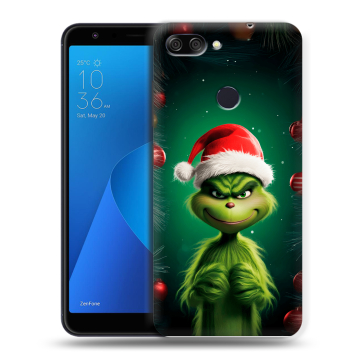 Пластиковый чехол на ASUS ZenFone Max Plus M1 с принтом Гринч Новый год Рождество Пластиковый чехол на ASUS ZenFone Max Plus M1 с принтом Гринч Новый год Рождество