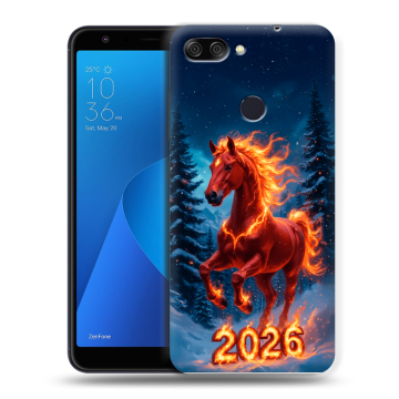 Пластиковый чехол на ASUS ZenFone Max Plus M1 с принтом Новый год коня Пластиковый чехол на ASUS ZenFone Max Plus M1 с принтом Новый год коня