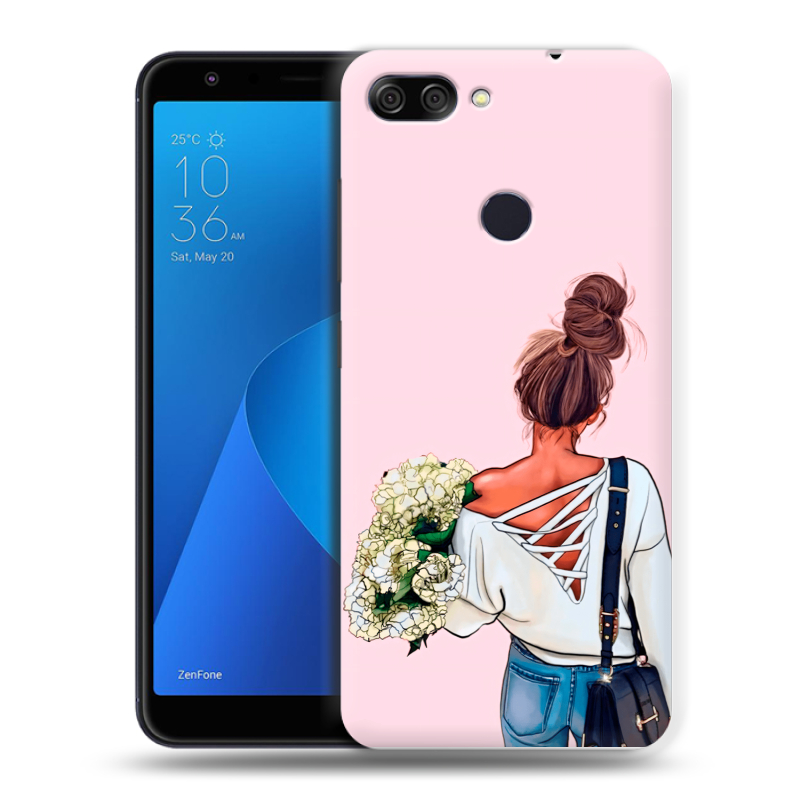 Пластиковый чехол на ASUS ZenFone Max Plus M1 с принтом Девушка и букет Пластиковый чехол на ASUS ZenFone Max Plus M1 с принтом Девушка и букет