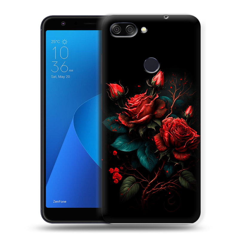Пластиковый чехол на ASUS ZenFone Max Plus M1 с принтом Розы красные Пластиковый чехол на ASUS ZenFone Max Plus M1 с принтом Розы красные