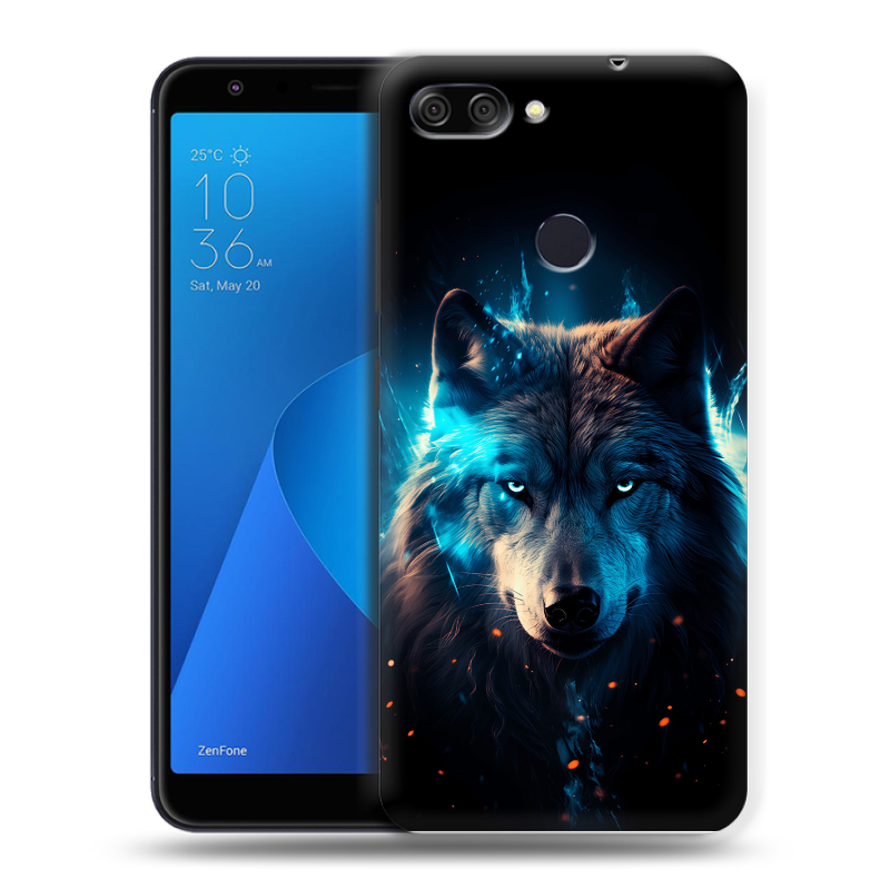 Пластиковый чехол на ASUS ZenFone Max Plus M1 с принтом Волк ночной Пластиковый чехол на ASUS ZenFone Max Plus M1 с принтом Волк ночной