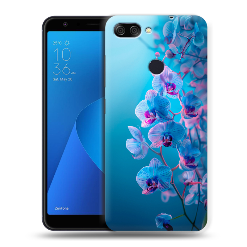 Пластиковый чехол на ASUS ZenFone Max Plus M1 с принтом голубые орхидеи Пластиковый чехол на ASUS ZenFone Max Plus M1 с принтом голубые орхидеи