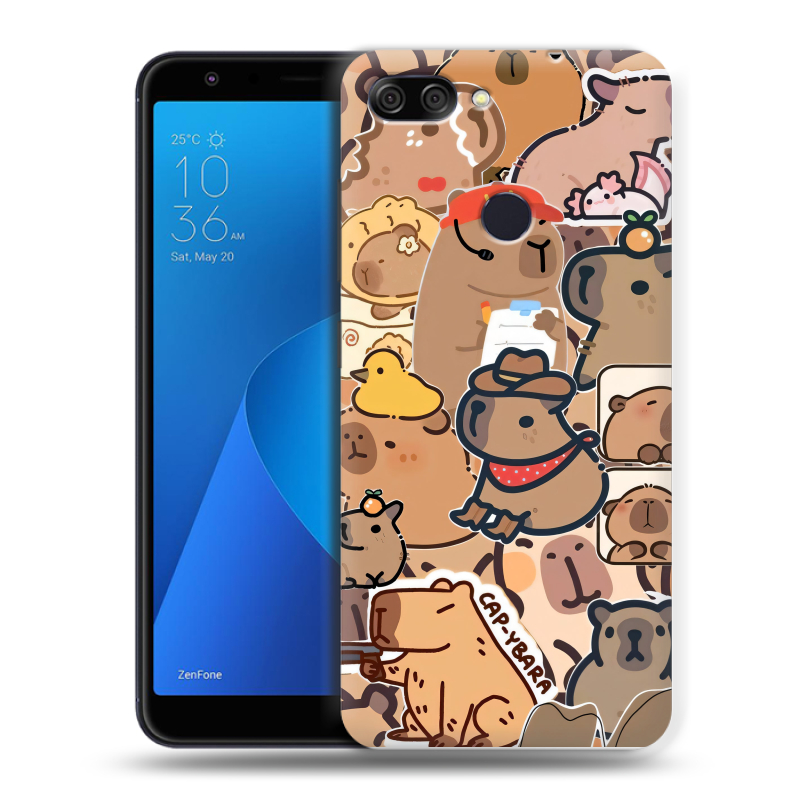 Пластиковый чехол на ASUS ZenFone Max Plus M1 с принтом капибара Пластиковый чехол на ASUS ZenFone Max Plus M1 с принтом капибара