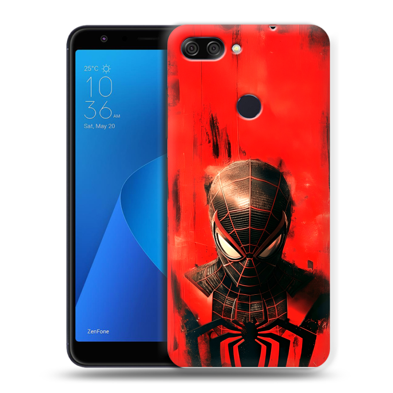 Пластиковый чехол на ASUS ZenFone Max Plus M1 с принтом человек паук spiderman Пластиковый чехол на ASUS ZenFone Max Plus M1 с принтом человек паук spiderman