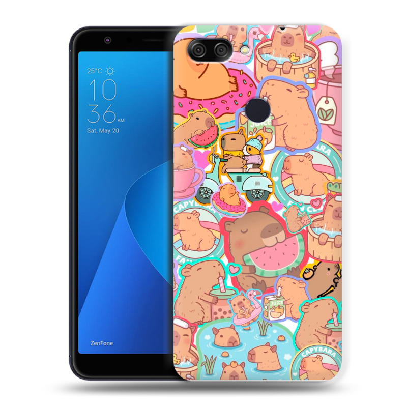 Пластиковый чехол на ASUS ZenFone Max Plus M1 с принтом капибары Пластиковый чехол на ASUS ZenFone Max Plus M1 с принтом капибары
