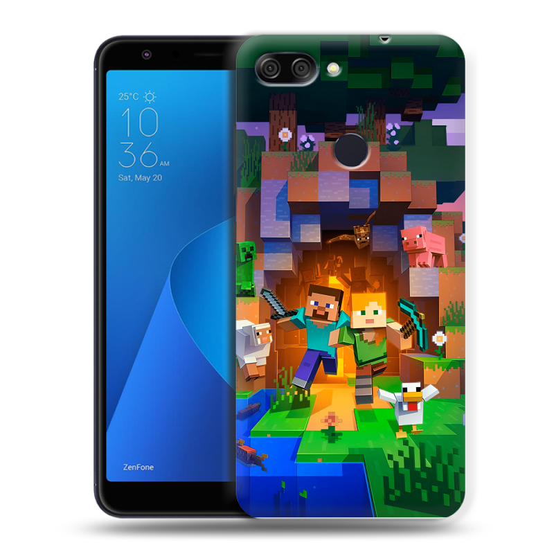 Пластиковый чехол на ASUS ZenFone Max Plus M1 с принтом Майнкрафт Minecraft Пластиковый чехол на ASUS ZenFone Max Plus M1 с принтом Майнкрафт Minecraft