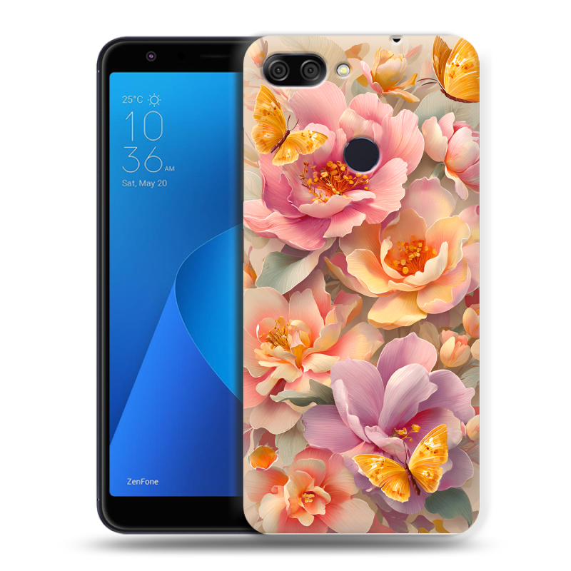 Пластиковый чехол на ASUS ZenFone Max Plus M1 с принтом Цветы и бабочки Пластиковый чехол на ASUS ZenFone Max Plus M1 с принтом Цветы и бабочки