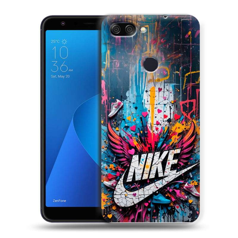 Пластиковый чехол на ASUS ZenFone Max Plus M1 с принтом Nike Найк Пластиковый чехол на ASUS ZenFone Max Plus M1 с принтом Nike Найк