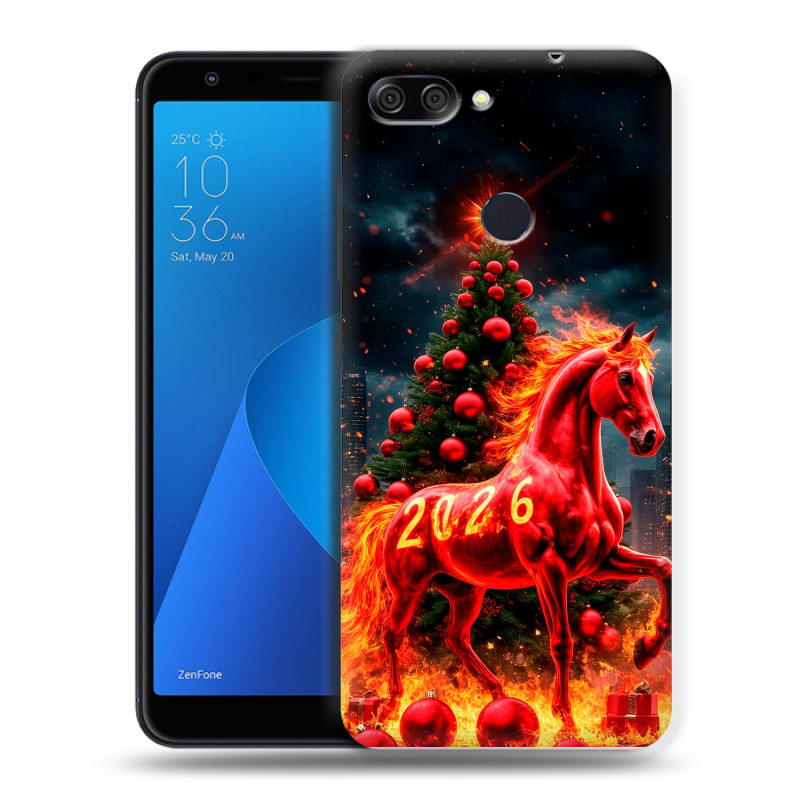 Пластиковый чехол на ASUS ZenFone Max Plus M1 с принтом Новый год Пластиковый чехол на ASUS ZenFone Max Plus M1 с принтом Новый год