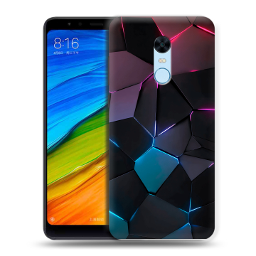 Силиконовый противоударный чехол на Xiaomi RedMi 5 Plus с принтом Геометрия неона Силиконовый противоударный чехол на Xiaomi RedMi 5 Plus с принтом Геометрия неона