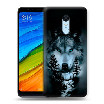 Силиконовый противоударный чехол на Xiaomi RedMi 5 Plus с принтом Лесной волк Силиконовый противоударный чехол на Xiaomi RedMi 5 Plus с принтом Лесной волк