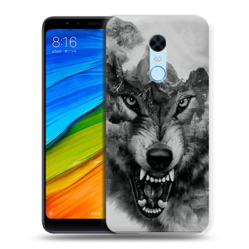 Силиконовый противоударный чехол на Xiaomi RedMi 5 Plus с принтом Волк Силиконовый противоударный чехол на Xiaomi RedMi 5 Plus с принтом Волк