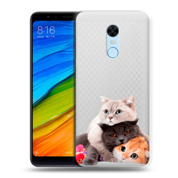 Силиконовый противоударный чехол на Xiaomi RedMi 5 Plus с принтом Кошки Силиконовый противоударный чехол на Xiaomi RedMi 5 Plus с принтом Кошки