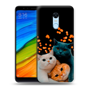 Силиконовый противоударный чехол на Xiaomi RedMi 5 Plus с принтом Кошки Силиконовый противоударный чехол на Xiaomi RedMi 5 Plus с принтом Кошки