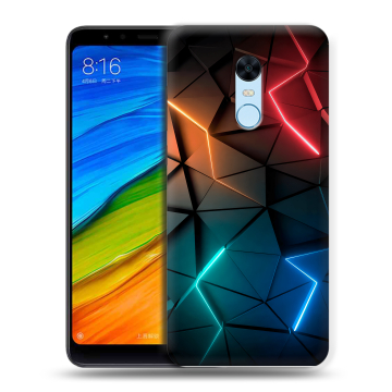 Силиконовый противоударный чехол на Xiaomi RedMi 5 Plus с принтом Абстракция неон Силиконовый противоударный чехол на Xiaomi RedMi 5 Plus с принтом Абстракция неон