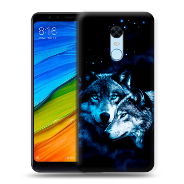 Силиконовый противоударный чехол на Xiaomi RedMi 5 Plus с принтом Волки Силиконовый противоударный чехол на Xiaomi RedMi 5 Plus с принтом Волки