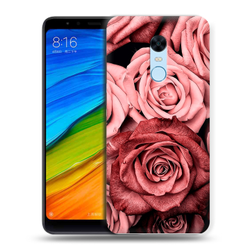 Силиконовый противоударный чехол на Xiaomi RedMi 5 Plus с принтом Цветы розы Силиконовый противоударный чехол на Xiaomi RedMi 5 Plus с принтом Цветы розы