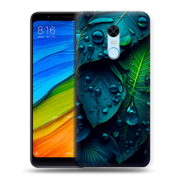 Силиконовый противоударный чехол на Xiaomi RedMi 5 Plus с принтом Листья Силиконовый противоударный чехол на Xiaomi RedMi 5 Plus с принтом Листья