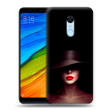 Силиконовый противоударный чехол на Xiaomi RedMi 5 Plus с принтом Девушка в шляпе Силиконовый противоударный чехол на Xiaomi RedMi 5 Plus с принтом Девушка в шляпе