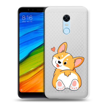 Силиконовый противоударный чехол на Xiaomi RedMi 5 Plus с принтом Корги Силиконовый противоударный чехол на Xiaomi RedMi 5 Plus с принтом Корги