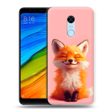 Силиконовый противоударный чехол на Xiaomi RedMi 5 Plus с принтом милая лиса Силиконовый противоударный чехол на Xiaomi RedMi 5 Plus с принтом милая лиса