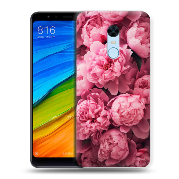 Силиконовый противоударный чехол на Xiaomi RedMi 5 Plus с принтом цветы пионы Силиконовый противоударный чехол на Xiaomi RedMi 5 Plus с принтом цветы пионы