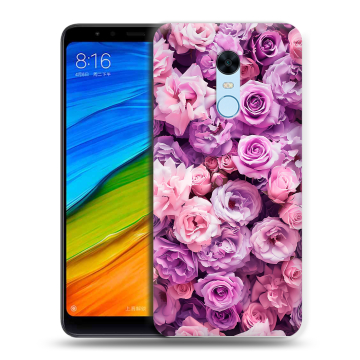 Силиконовый противоударный чехол на Xiaomi RedMi 5 Plus с принтом лавандовые розы Силиконовый противоударный чехол на Xiaomi RedMi 5 Plus с принтом лавандовые розы