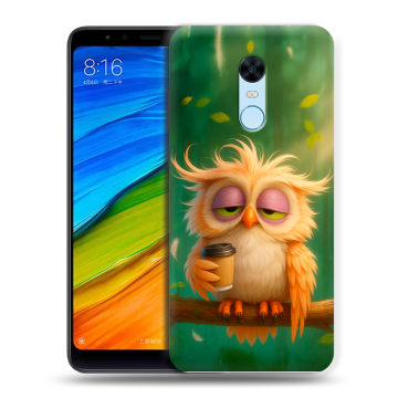 Силиконовый противоударный чехол на Xiaomi RedMi 5 Plus с принтом сова Силиконовый противоударный чехол на Xiaomi RedMi 5 Plus с принтом сова