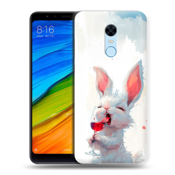 Силиконовый противоударный чехол на Xiaomi RedMi 5 Plus с принтом кролик зайчик Силиконовый противоударный чехол на Xiaomi RedMi 5 Plus с принтом кролик зайчик
