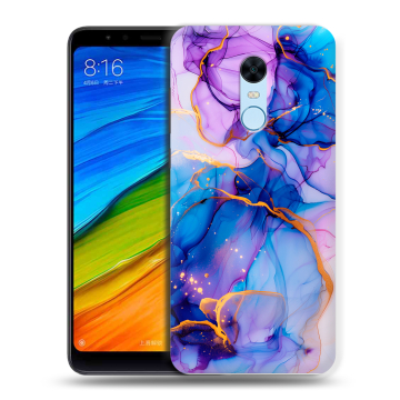 Силиконовый противоударный чехол на Xiaomi RedMi 5 Plus с принтом синий мрамор Силиконовый противоударный чехол на Xiaomi RedMi 5 Plus с принтом синий мрамор