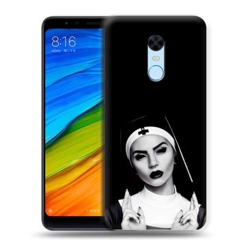 Силиконовый противоударный чехол на Xiaomi RedMi 5 Plus с принтом монашка Силиконовый противоударный чехол на Xiaomi RedMi 5 Plus с принтом монашка
