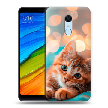 Силиконовый противоударный чехол на Xiaomi RedMi 5 Plus с принтом котик Силиконовый противоударный чехол на Xiaomi RedMi 5 Plus с принтом котик