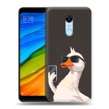 Силиконовый противоударный чехол на Xiaomi RedMi 5 Plus с принтом утка в очках Силиконовый противоударный чехол на Xiaomi RedMi 5 Plus с принтом утка в очках