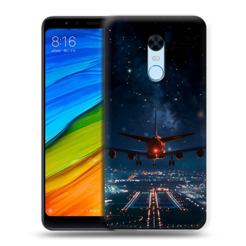 Силиконовый противоударный чехол на Xiaomi RedMi 5 Plus с принтом самолет Силиконовый противоударный чехол на Xiaomi RedMi 5 Plus с принтом самолет